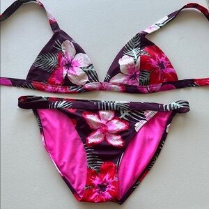 Floral Bikini Set in Pink and Purple